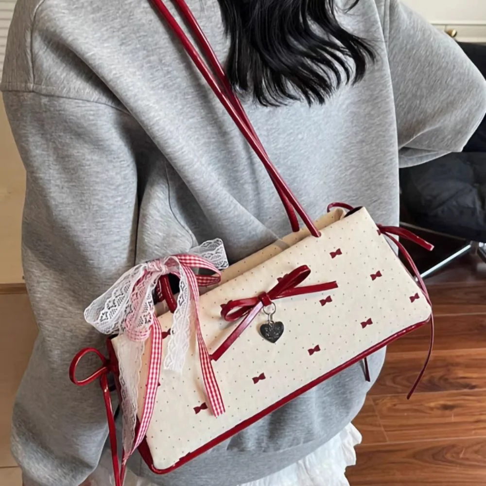 Sweet French Stick Handbag Korean Style Ribbon Y2K Underarm Bag Solid Color PU Leather Handle Bow Lace Shoulder Bag Women
Sweet French Stick Handbag Korean Style Ribbon Y2K Underarm Bag Solid Color PU Leather Handle Bow Lace Shoulder Bag Women