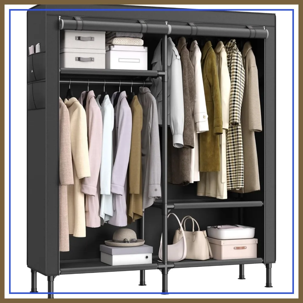 65 Inch Heavy Duty Portable Closet, Freestanding Closet Organizer with Cover, 2 Hanging Rails, 3 Shelves, 4 Side Pockets
65 Inch Heavy Duty Portable Closet, Freestanding Closet Organizer with Cover, 2 Hanging Rails, 3 Shelves, 4 Side Pockets