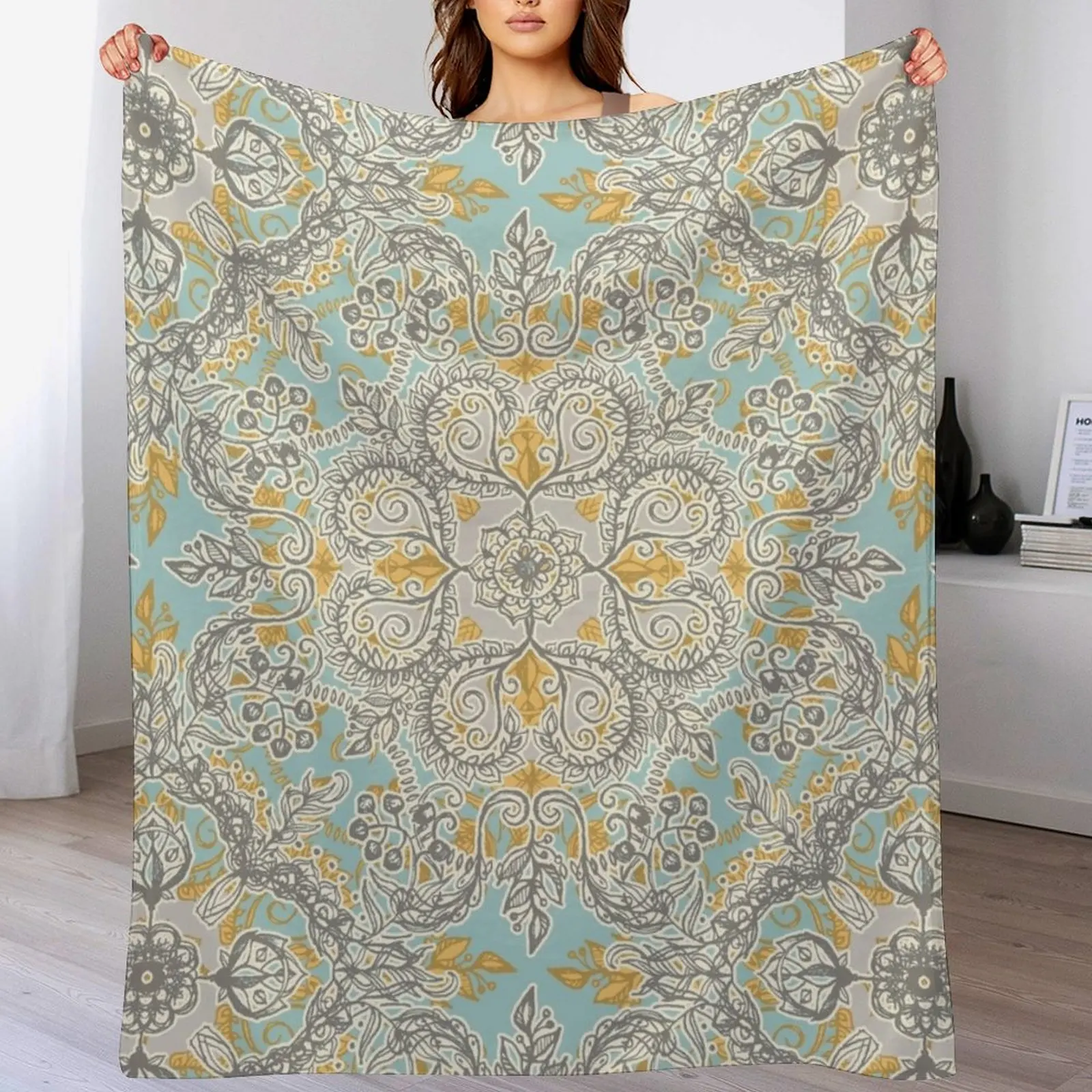 Gypsy Floral in Soft Neutrals, Grey & Yellow on Sage Throw Blanket for babies Winter beds Furry Summer Blankets
Gypsy Floral in Soft Neutrals, Grey & Yellow on Sage Throw Blanket for babies Winter beds Furry Summer Blankets