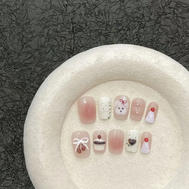 10 Pieces Spring and Autumn Short Small Fresh Handmade Press On Nails Blush Doodle Cute Puppy Cake Fake Nails Removable Reusable
10 Pieces Spring and Autumn Short Small Fresh Handmade Press On Nails Blush Doodle Cute Puppy Cake Fake Nails Removable Reusable