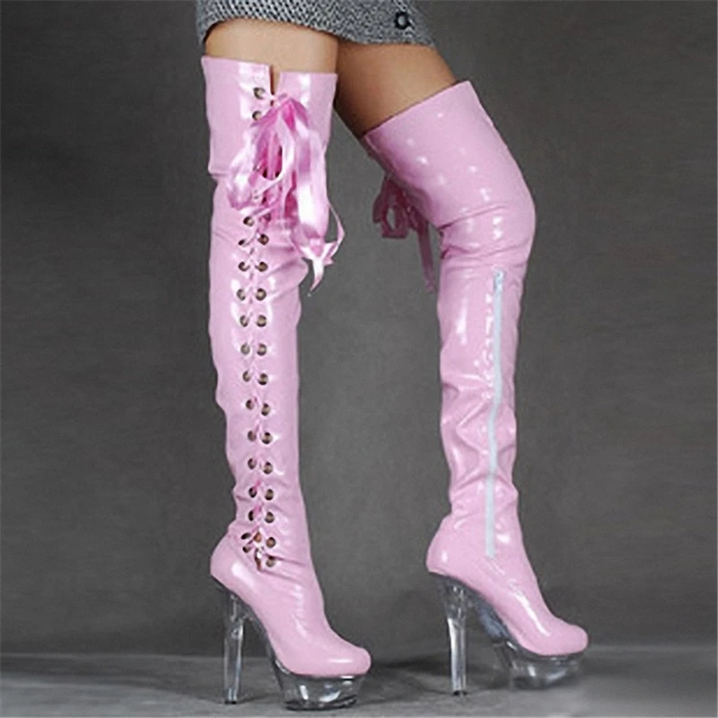Rncksi 15cm super high heels patent leather strap sexy over-the-knee boots dancing shoes, fashionable stiletto ladies boots
Rncksi 15cm super high heels patent leather strap sexy over-the-knee boots dancing shoes, fashionable stiletto ladies boots