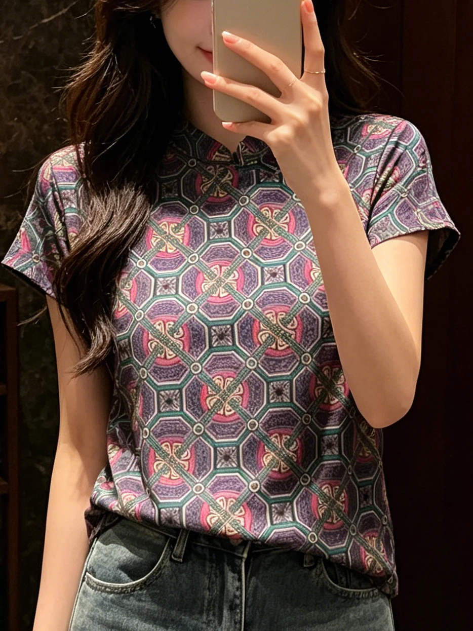 Fashionable Retro Button up Stand Collar Shirt Women's Elegant Unique Design Summer New Style Korean Version Breathable Skin-...
Fashionable Retro Button up Stand Collar Shirt Women's Elegant Unique Design Summer New Style Korean Version Breathable Skin-...