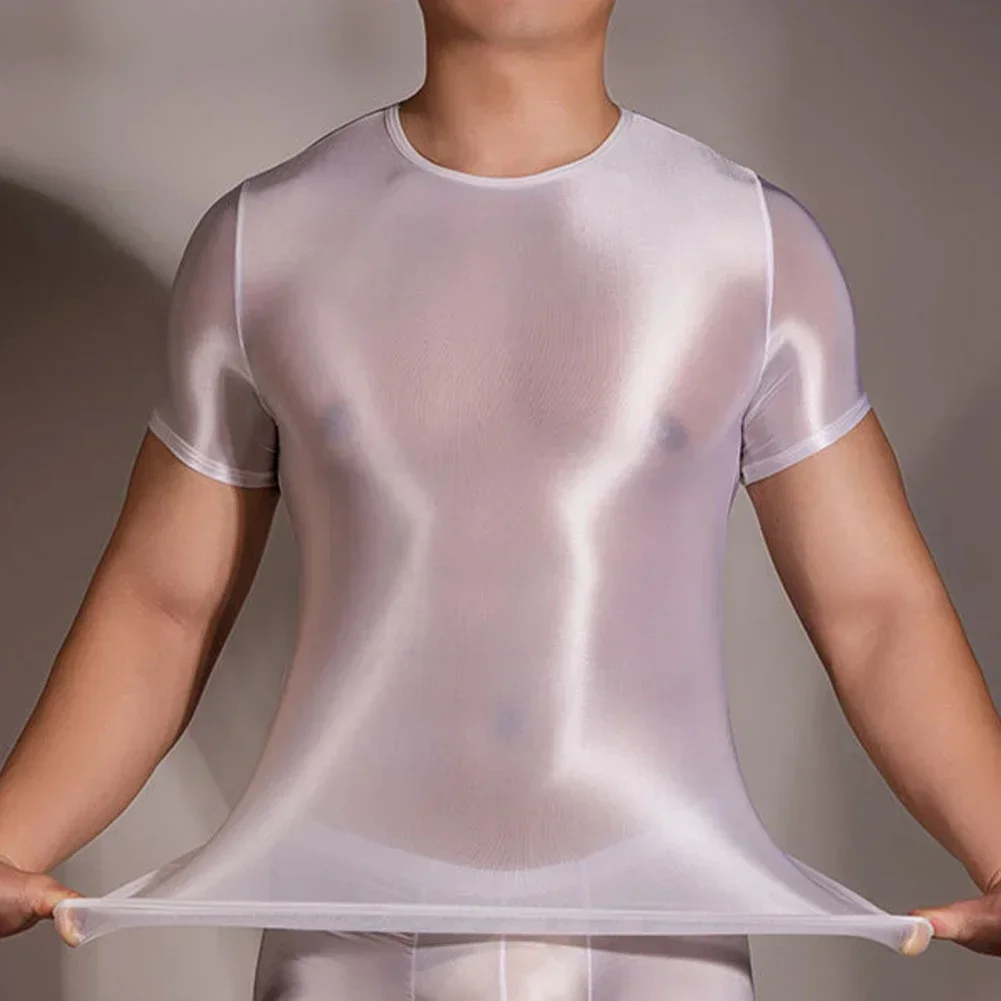 Men Sheer Oil Shiny T-shirts See Through Tops Male Sexy Transparent Tee Ultra-Thin Stretch Pullovers Erotic Pajamas Nightwear
Men Sheer Oil Shiny T-shirts See Through Tops Male Sexy Transparent Tee Ultra-Thin Stretch Pullovers Erotic Pajamas Nightwear