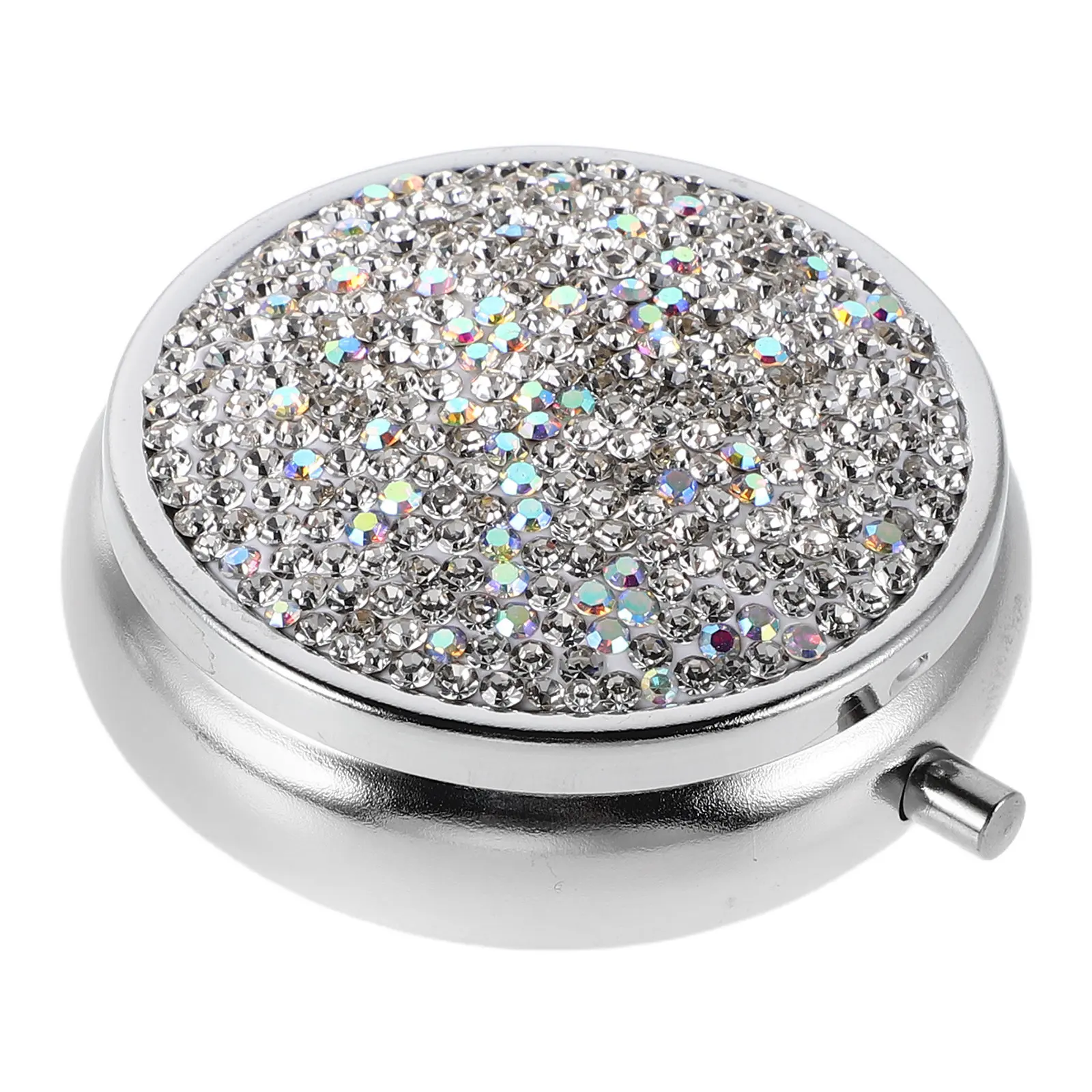 Compact Rhinestone-Embellished Mini Pill Organizer Metal Medicine Container for Women Travel Office Pocket Purse Jewelry Storage
Compact Rhinestone-Embellished Mini Pill Organizer Metal Medicine Container for Women Travel Office Pocket Purse Jewelry Storage