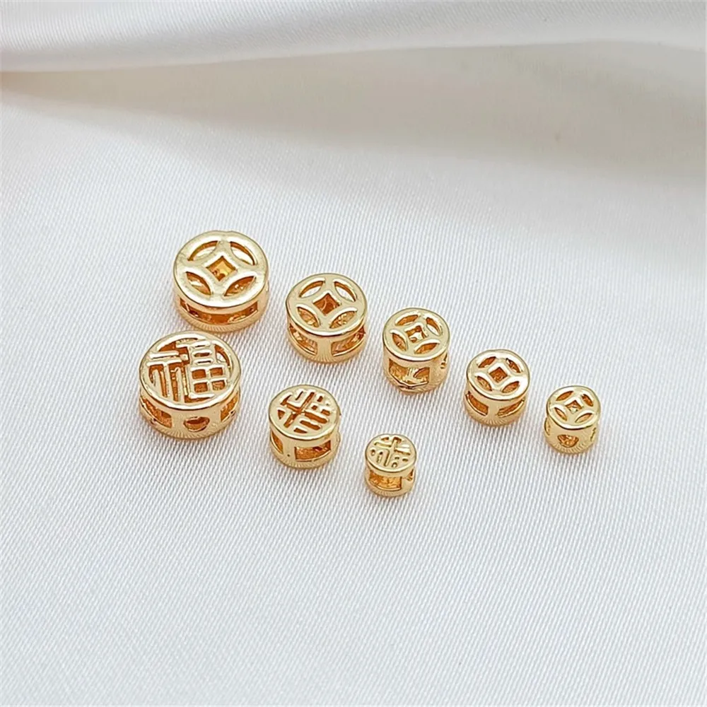 14K Copper-plated Gold Three-dimensional Circular Double-sided Character Copper Coin Small Bead Bracelet DIY Jewelry Accessories
14K Copper-plated Gold Three-dimensional Circular Double-sided Character Copper Coin Small Bead Bracelet DIY Jewelry Accessories