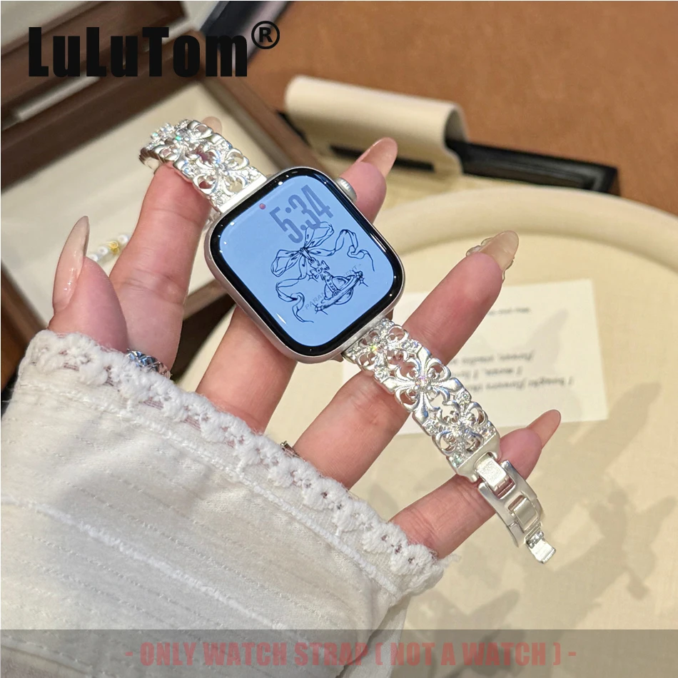 Luxury Openwork Floral Watch Strap for Apple Watch 11 10 9 8 7 6 5 SE 4 Ultra Zircon Metal Band Iwatch 38 40 41 42 44 45 46 49mm
Luxury Openwork Floral Watch Strap for Apple Watch 11 10 9 8 7 6 5 SE 4 Ultra Zircon Metal Band Iwatch 38 40 41 42 44 45 46 49mm