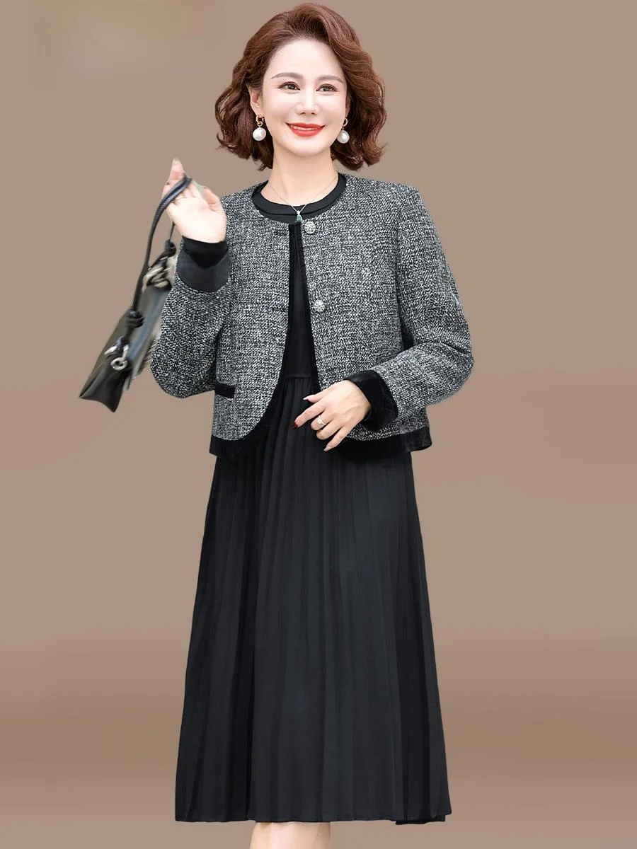 Комплект верхней одежды Ele Mom Spring Fashion 2025: Новинка для женщин среднего и старшего возраста, весенне-осенний, высококачественный, с юбкой
Комплект верхней одежды Ele Mom Spring Fashion 2025: Новинка для женщин среднего и старшего возраста, весенне-осенний, высококачественный, с юбкой