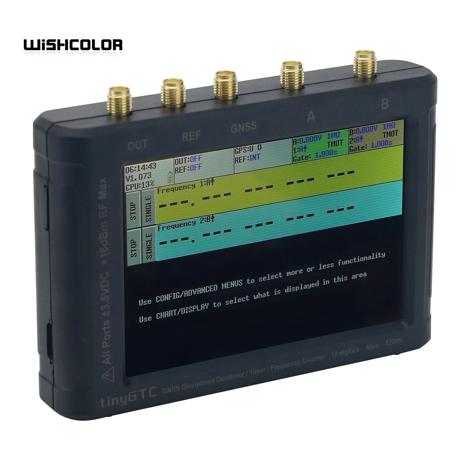 Wishcolor TINYGTC ZC407 0.1Hz-7GHz Handheld 12Bit High Precision Frequency Counter Built-in GNSS Disciplined Oscillator
Wishcolor TINYGTC ZC407 0.1Hz-7GHz Handheld 12Bit High Precision Frequency Counter Built-in GNSS Disciplined Oscillator