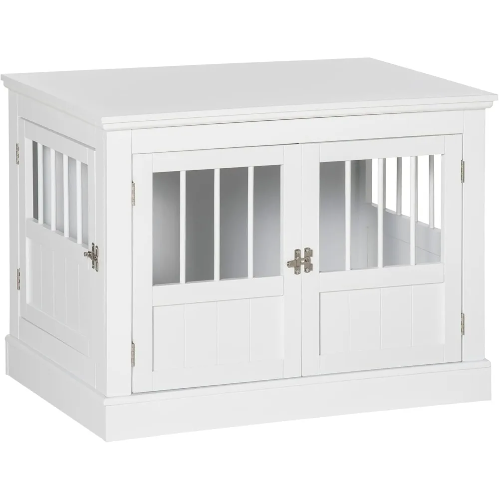 Dog Crate End Table with Triple Doors, Wooden Dog Crate Furniture Indoor Use, Puppy Crate for Small Dogs, White
Dog Crate End Table with Triple Doors, Wooden Dog Crate Furniture Indoor Use, Puppy Crate for Small Dogs, White