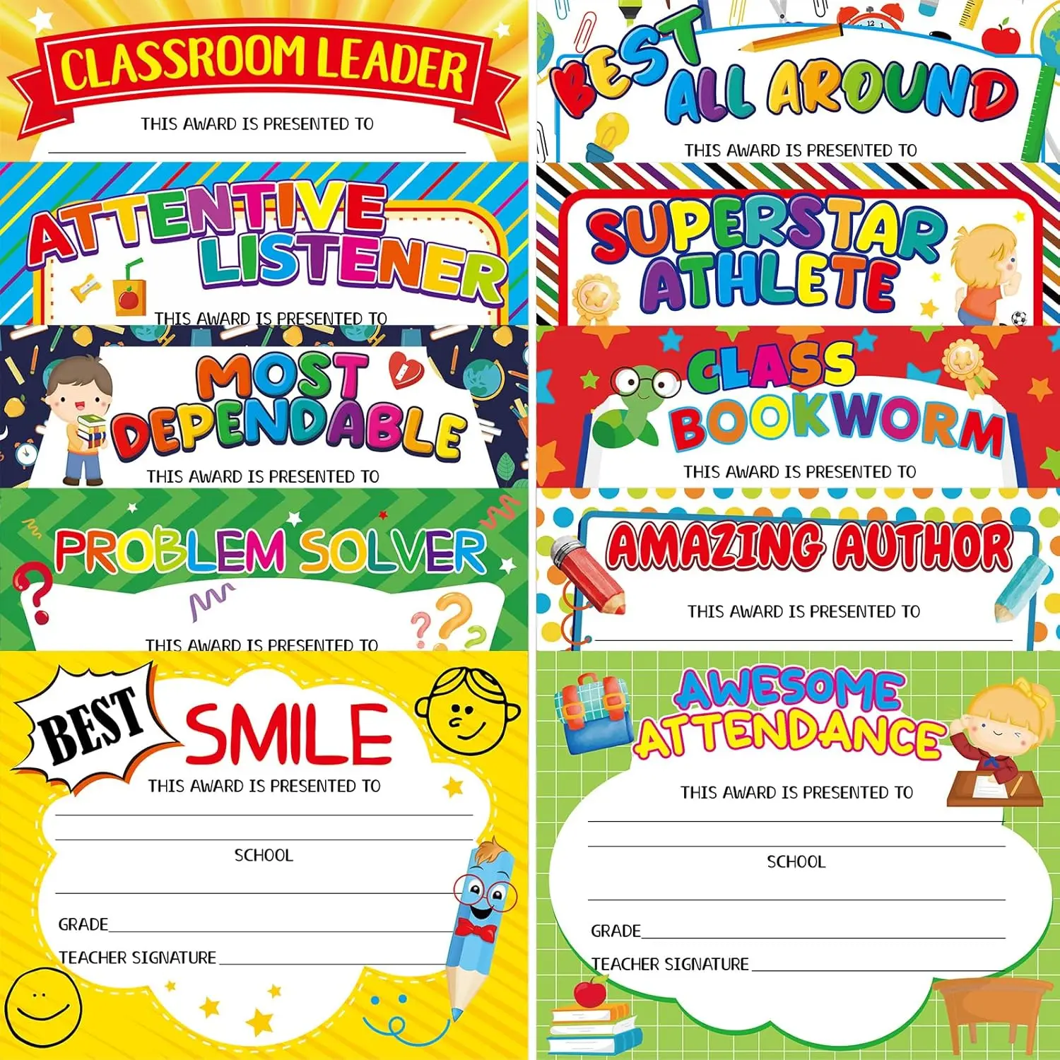 30 Pcs End of Year Awards Certificates for Students, 8.5x11 Inches Recognition Achievement, Classroom Superlatives, Graduation Party Supplies
30 Pcs End of Year Awards Certificates for Students, 8.5x11 Inches Recognition Achievement, Classroom Superlatives, Graduation Party Supplies