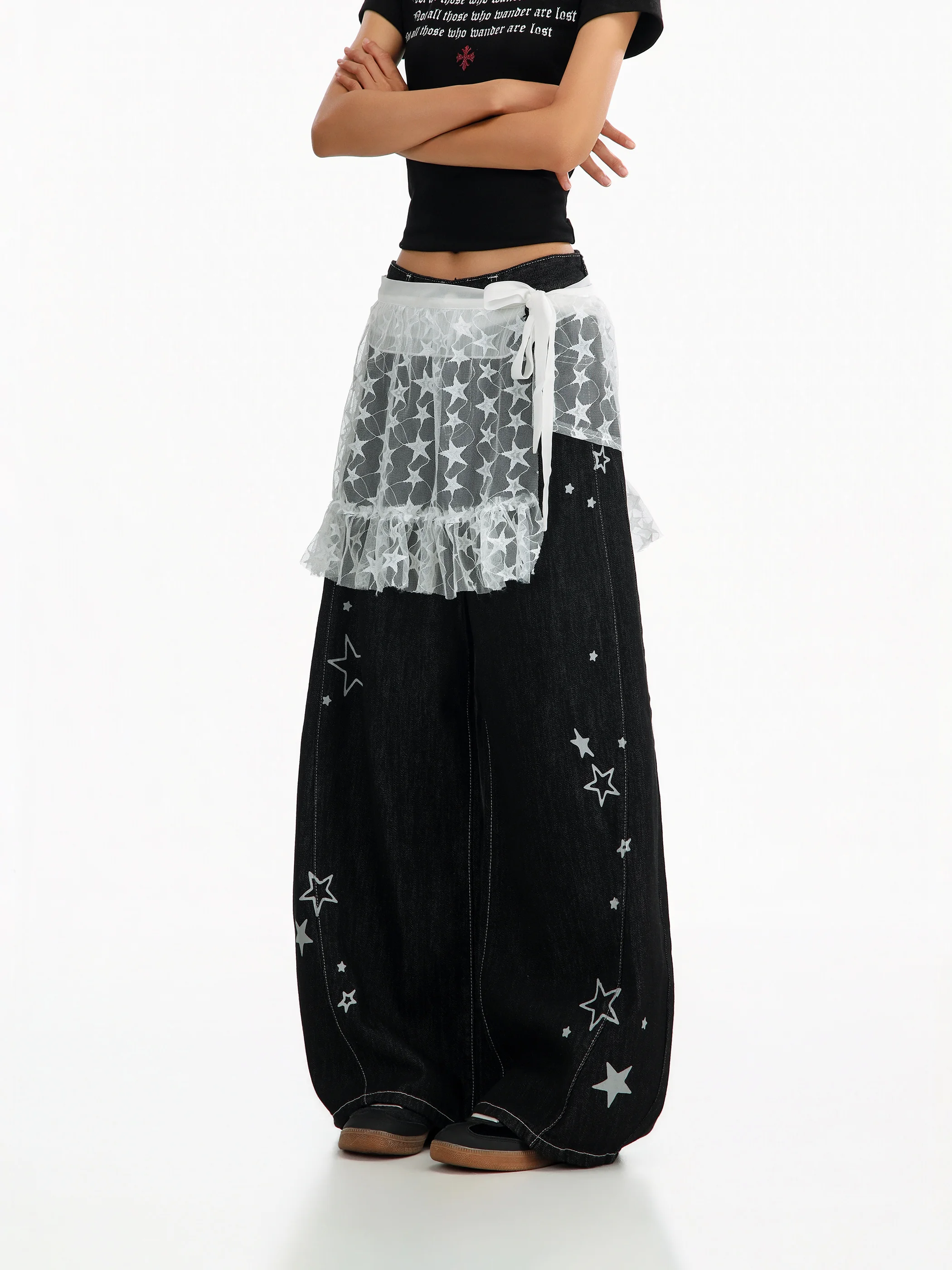 Black Denim Jeans Women's Mesh Waist Seal Star Print Loose Casual Pants Vintage Style Beer Captain CTBCAPTAINBEER
Black Denim Jeans Women's Mesh Waist Seal Star Print Loose Casual Pants Vintage Style Beer Captain CTBCAPTAINBEER