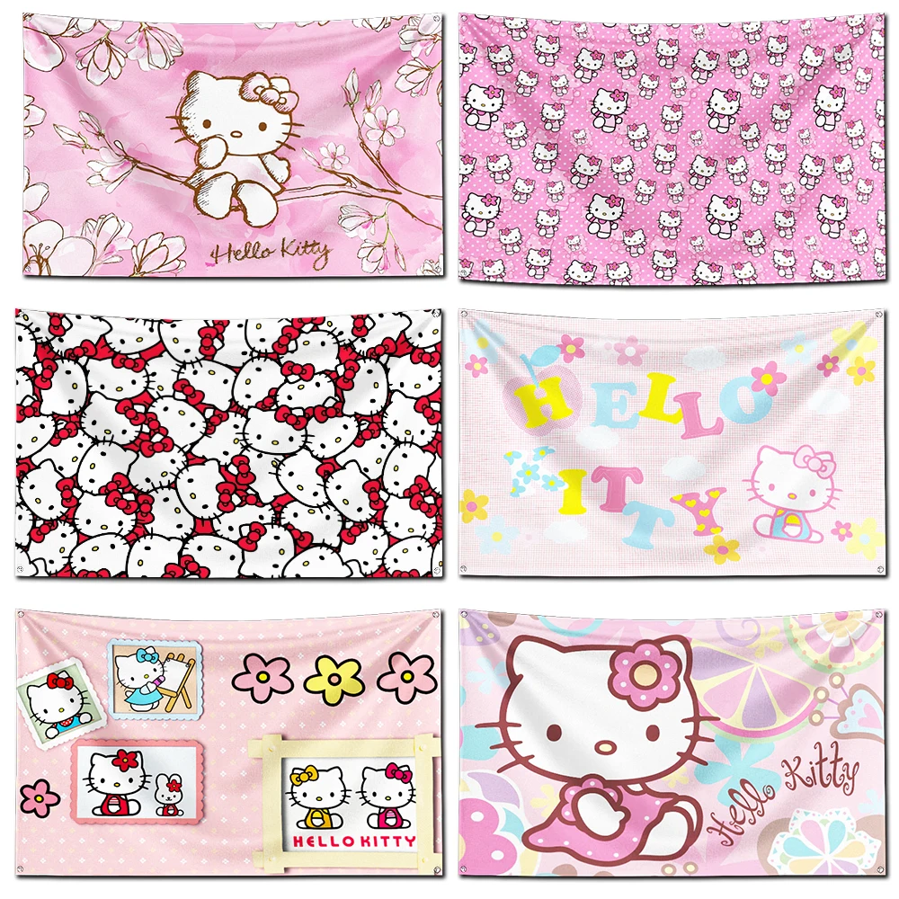 Cute Pink Hellos Kittys Flag Polyester Digital Printing Banner 4 Sizes for Wall Art Out Door Decoration With Brass Grommets
Cute Pink Hellos Kittys Flag Polyester Digital Printing Banner 4 Sizes for Wall Art Out Door Decoration With Brass Grommets