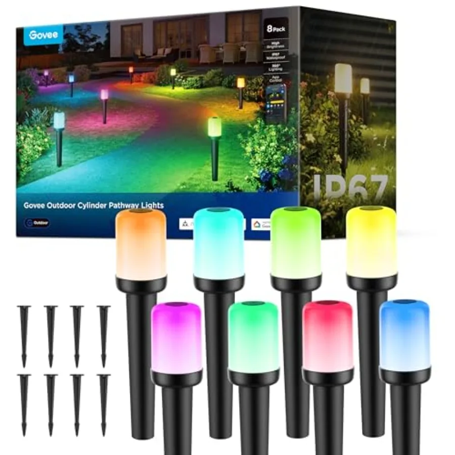 Outdoor Cylinder Pathway Lights 8 Pack, 425lm Patio Lights, IP67 Waterproof, 60+ Preset Scene Modes, Outdoor Decor for Path, Pa
Outdoor Cylinder Pathway Lights 8 Pack, 425lm Patio Lights, IP67 Waterproof, 60+ Preset Scene Modes, Outdoor Decor for Path, Pa