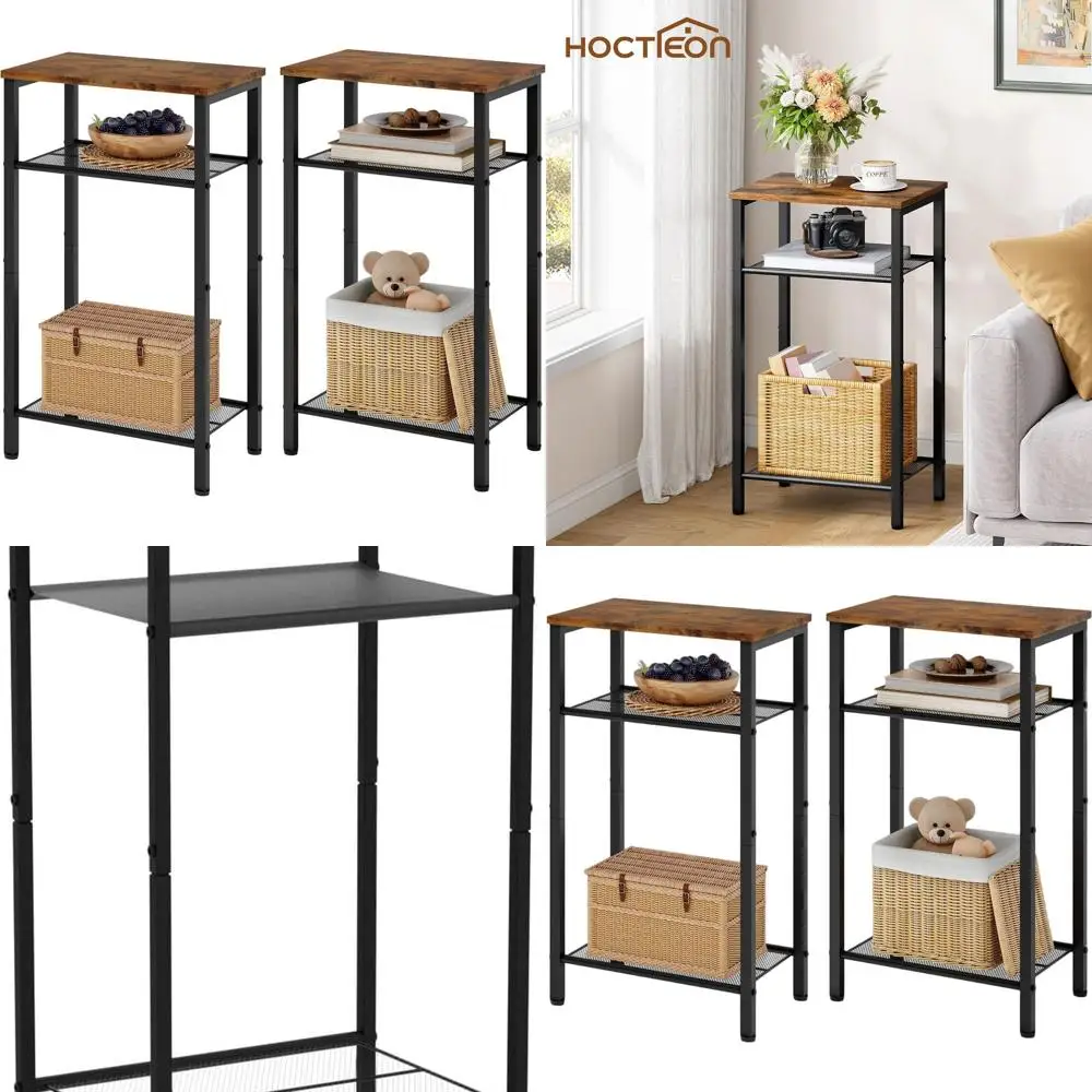 Set of 2 Rustic Brown Metal Frame Side Tables for Living Room, Bedroom, and Sofa Area with Storage and Telephone Stand
Set of 2 Rustic Brown Metal Frame Side Tables for Living Room, Bedroom, and Sofa Area with Storage and Telephone Stand