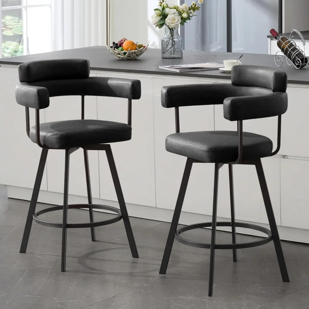 Counter Height Bar Stools, Modern Counter Stools with Round Back, Faux Leather Upholstered Barstools with Round Footrest
Counter Height Bar Stools, Modern Counter Stools with Round Back, Faux Leather Upholstered Barstools with Round Footrest