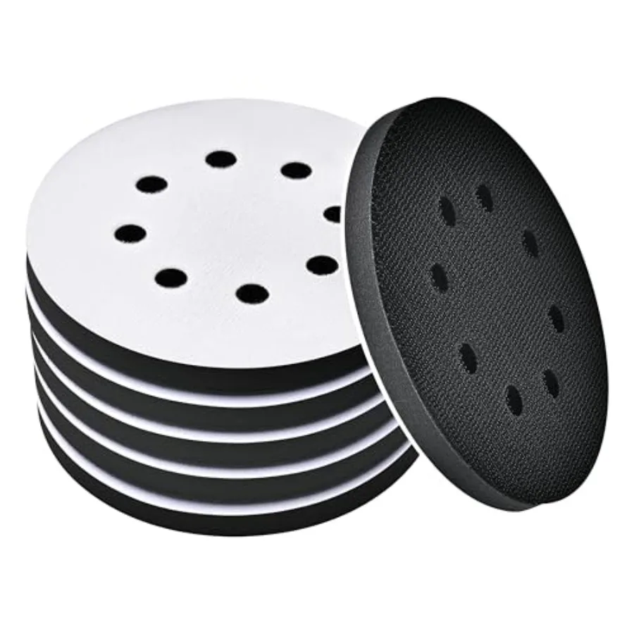 6 Pack 5 Inch 8 Hole Foam Sanding Pads, Soft Density Interface Pad, Hook and Loop Sponge Cushion Buffer Backing Pad Replacement
6 Pack 5 Inch 8 Hole Foam Sanding Pads, Soft Density Interface Pad, Hook and Loop Sponge Cushion Buffer Backing Pad Replacement