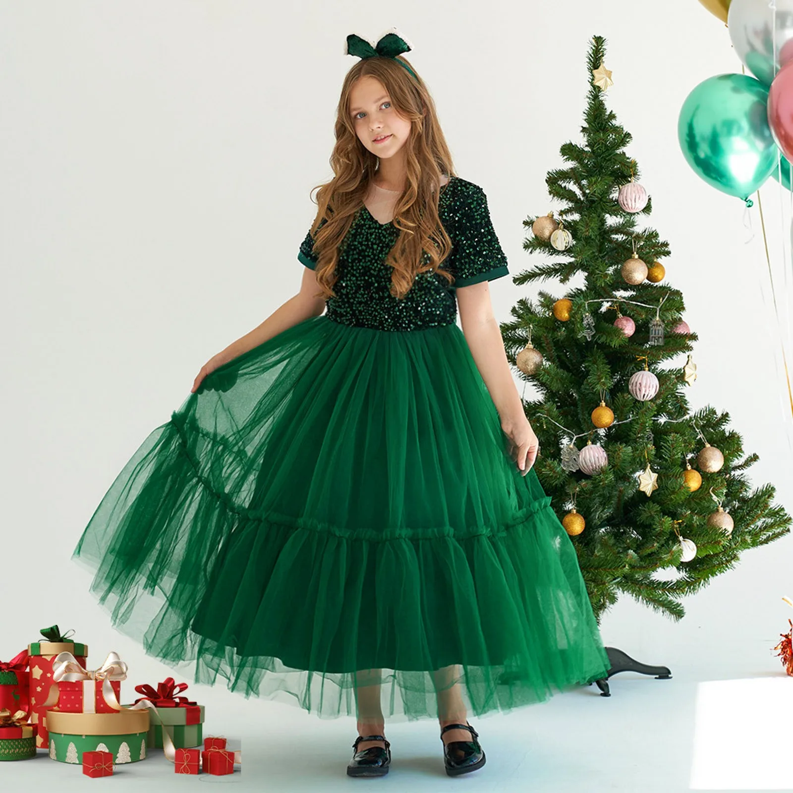 Christmas Sequin Dress Girls Host Dress Christmas Mesh Fluffy Clothes Bow Tie Long Princess Dress Birthday Party Kids Clothes
Christmas Sequin Dress Girls Host Dress Christmas Mesh Fluffy Clothes Bow Tie Long Princess Dress Birthday Party Kids Clothes