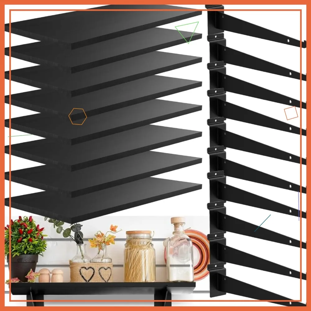 8 Pack Slatwall Shelves, 23.6"D x 11.8"W Heavy Duty Wall Organizer with Metal Brackets for Garage & Home
8 Pack Slatwall Shelves, 23.6"D x 11.8"W Heavy Duty Wall Organizer with Metal Brackets for Garage & Home