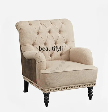 American Light Luxury Single-Seat Sofa Chair Small Apartment Living Room Balcony Wooden Lounge Chair Retro Fabric
American Light Luxury Single-Seat Sofa Chair Small Apartment Living Room Balcony Wooden Lounge Chair Retro Fabric