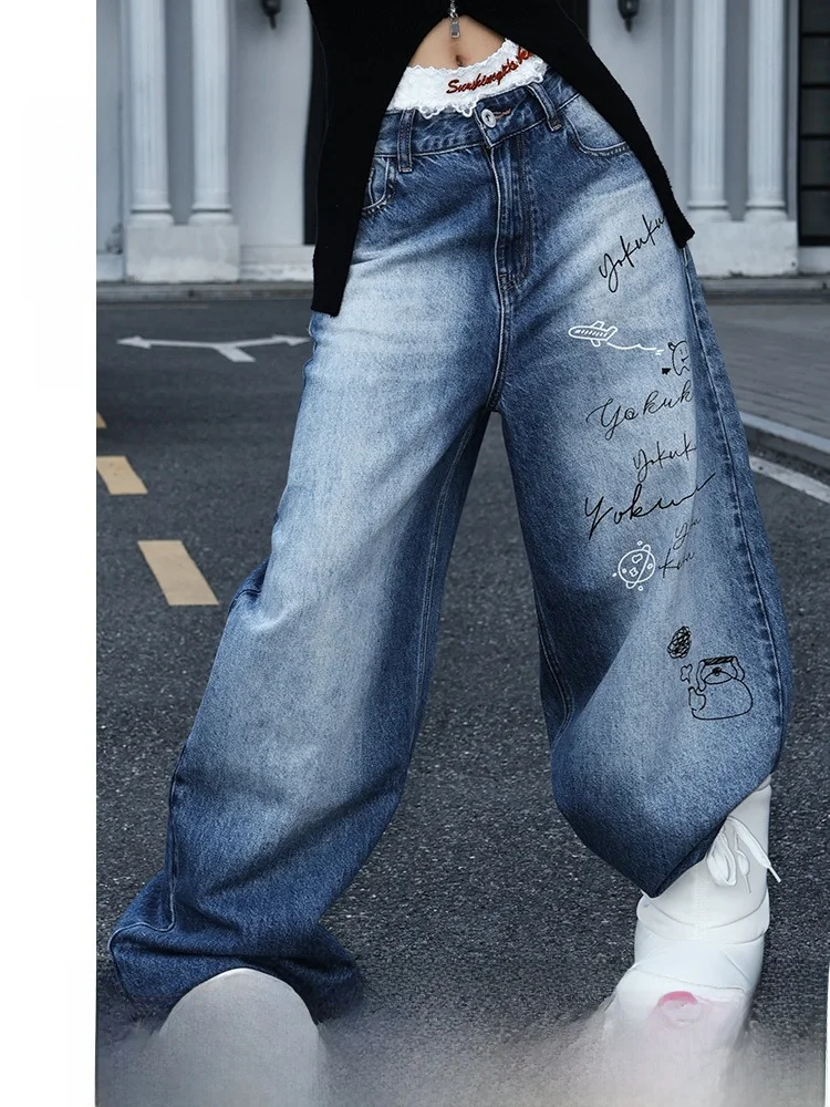 Крутые джинсы с завышенной талией на Хэллоуин, прямые женские модные повседневные длинные брюки с принтом в стиле ретро, хлопковые эластичные брюки
Крутые джинсы с завышенной талией на Хэллоуин, прямые женские модные повседневные длинные брюки с принтом в стиле ретро, хлопковые эластичные брюки