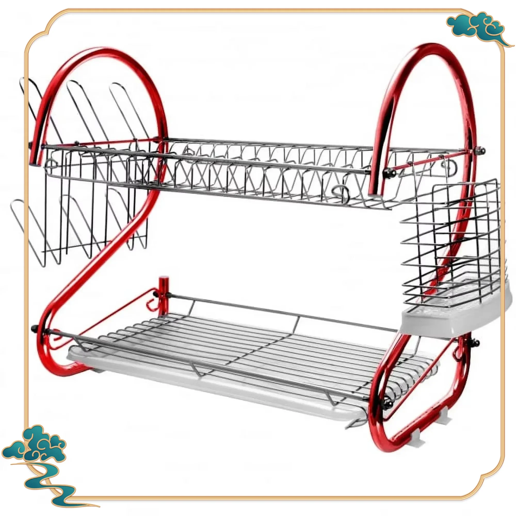 16" Red 2-Shelf Dish Rack, Double Layer Drying Organizer. Saves Counter Space, Fits Sink & Drain Board Perfectly.
16" Red 2-Shelf Dish Rack, Double Layer Drying Organizer. Saves Counter Space, Fits Sink & Drain Board Perfectly.