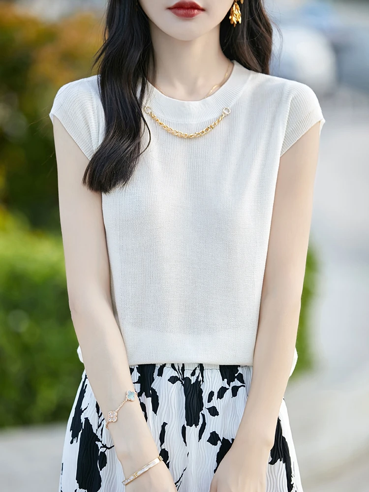 Laceel Lyocell Knitted Vest Women's round Ne Svel Overhead Thin Slimming Inner Wear T-irt Top Korean Sle Slim Fit
Laceel Lyocell Knitted Vest Women's round Ne Svel Overhead Thin Slimming Inner Wear T-irt Top Korean Sle Slim Fit