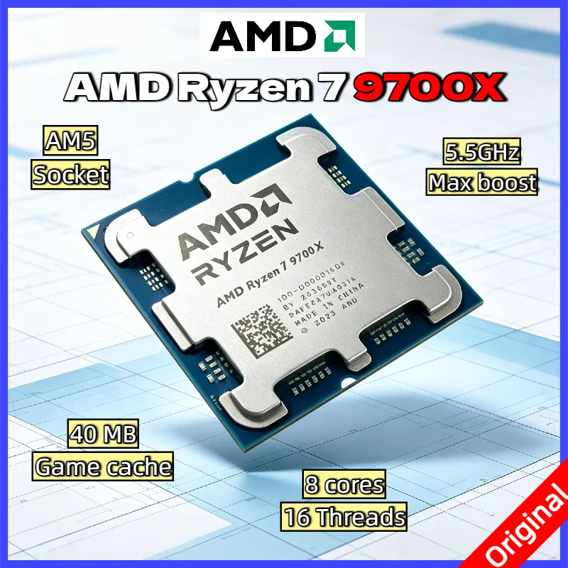 8-Core 16-Thread AMD Ryzen 7 9700X 4NM L3=32M NEW 3.8GHz 65W DDR5 Socket AM5 Processor Zen5 Architecture Cooler Not Included
8-Core 16-Thread AMD Ryzen 7 9700X 4NM L3=32M NEW 3.8GHz 65W DDR5 Socket AM5 Processor Zen5 Architecture Cooler Not Included