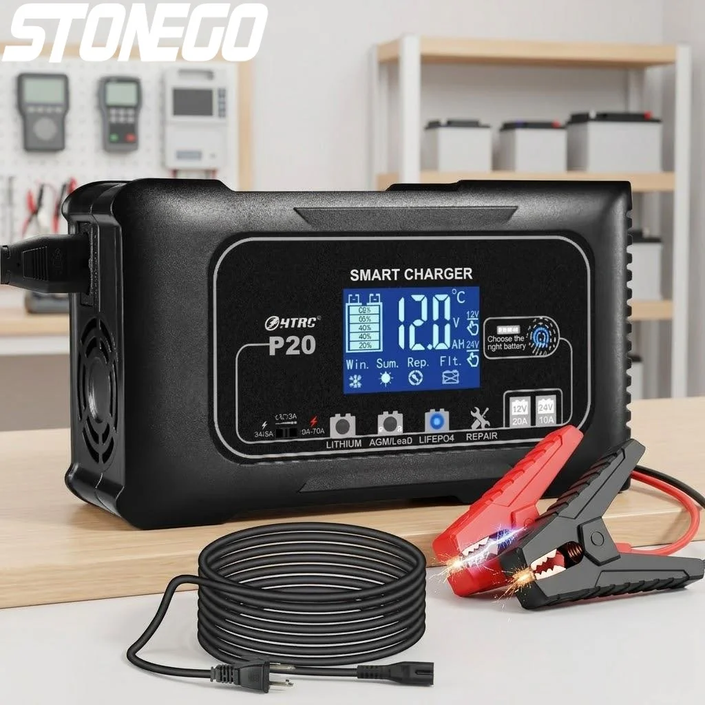 20A LCD Battery Charger 12V 24V Fast Charge for ATV Motorcycle Lead Acid AGM Gel Lithium Batteries
20A LCD Battery Charger 12V 24V Fast Charge for ATV Motorcycle Lead Acid AGM Gel Lithium Batteries