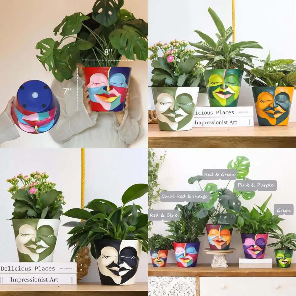 8 Abstract Rainbow Face Plant Pot with Drainage, Unique Decorative Flower Planters for Indoor & Outdoor Use
8 Abstract Rainbow Face Plant Pot with Drainage, Unique Decorative Flower Planters for Indoor & Outdoor Use