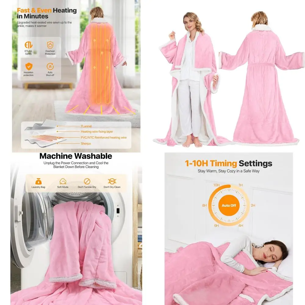 Нагреваемое одеяло с карманами для ног и рук, 8 режимов нагрева, таймер, 50x70 см, розовый плед из шерпы для дома и офиса
Нагреваемое одеяло с карманами для ног и рук, 8 режимов нагрева, таймер, 50x70 см, розовый плед из шерпы для дома и офиса