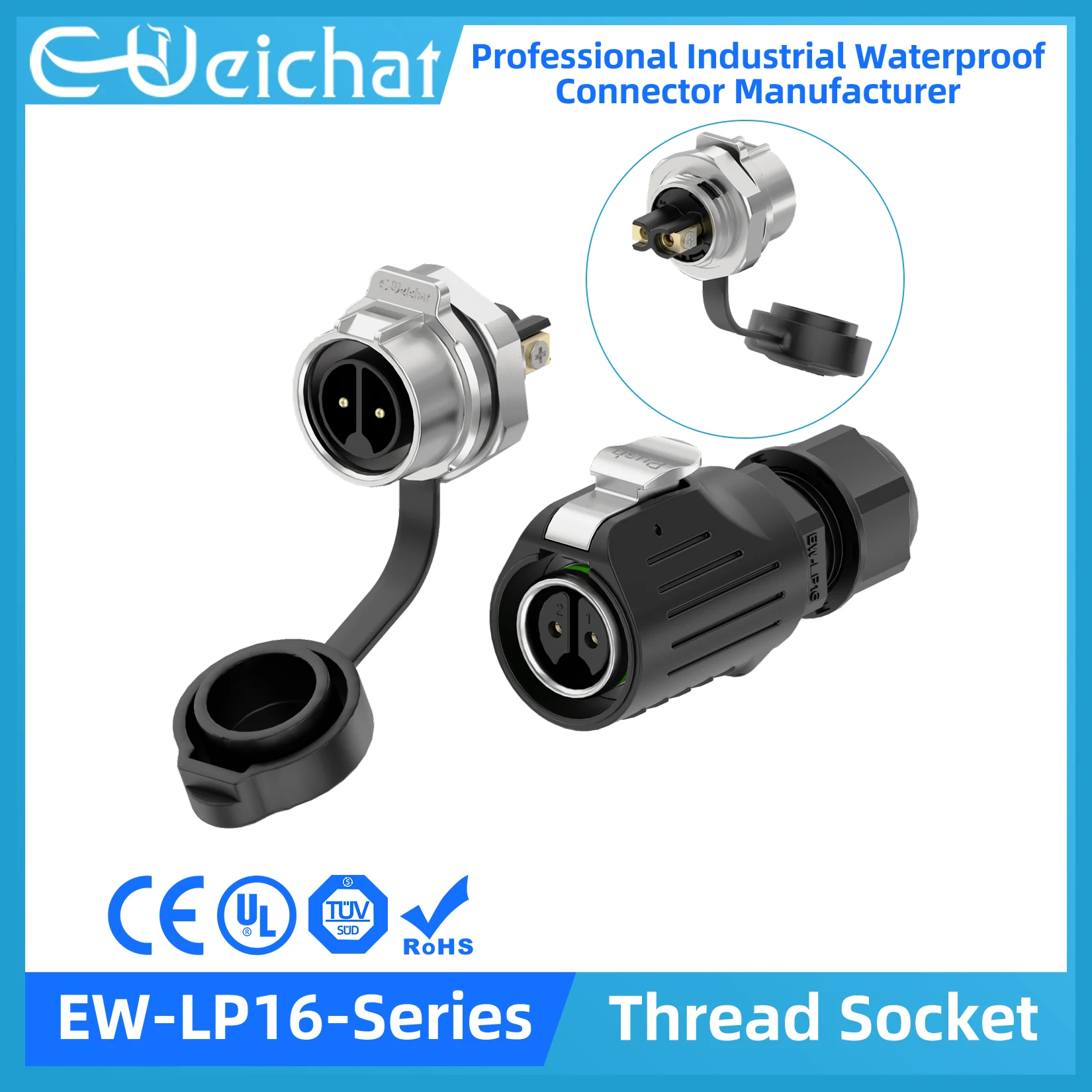 EW-LP16 Solderless Charger 2 3 4 5Pin Waterproof Aviation Power Connector M16 Screw Lock Plug Socket IP68 Metal Signal Adapter
EW-LP16 Solderless Charger 2 3 4 5Pin Waterproof Aviation Power Connector M16 Screw Lock Plug Socket IP68 Metal Signal Adapter