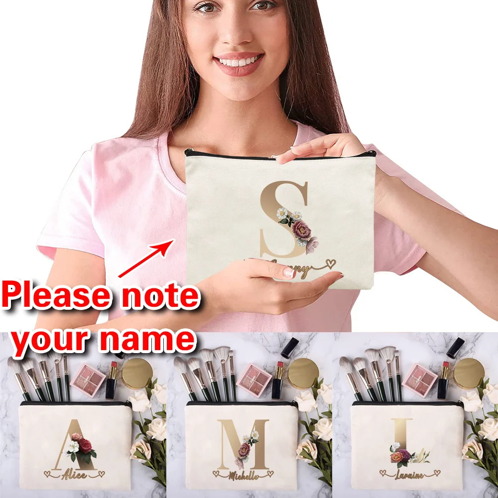 Fashion Customized Name: Women's Makeup Bag Outdoor Beauty Makeup Bag Gold 26 Initial Letter Canvas Bag Handheld
Fashion Customized Name: Women's Makeup Bag Outdoor Beauty Makeup Bag Gold 26 Initial Letter Canvas Bag Handheld