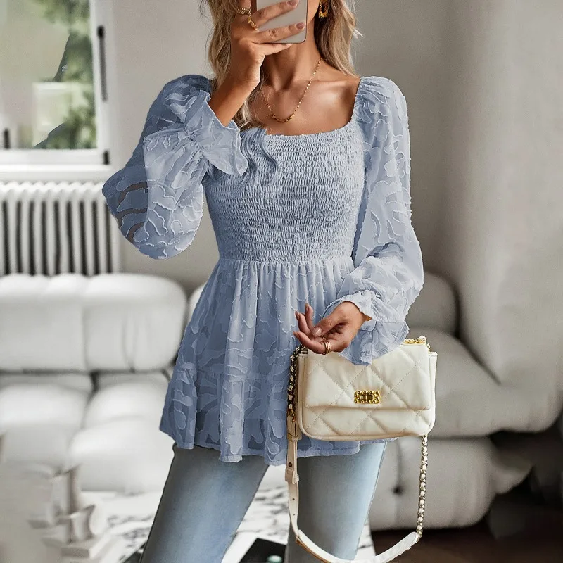 Women's Casual Jacquard Elegant Square Neck Long Sleeve Top Temperament Commuting Spring Women Fashion Pullover Sweet T-shirt
Women's Casual Jacquard Elegant Square Neck Long Sleeve Top Temperament Commuting Spring Women Fashion Pullover Sweet T-shirt