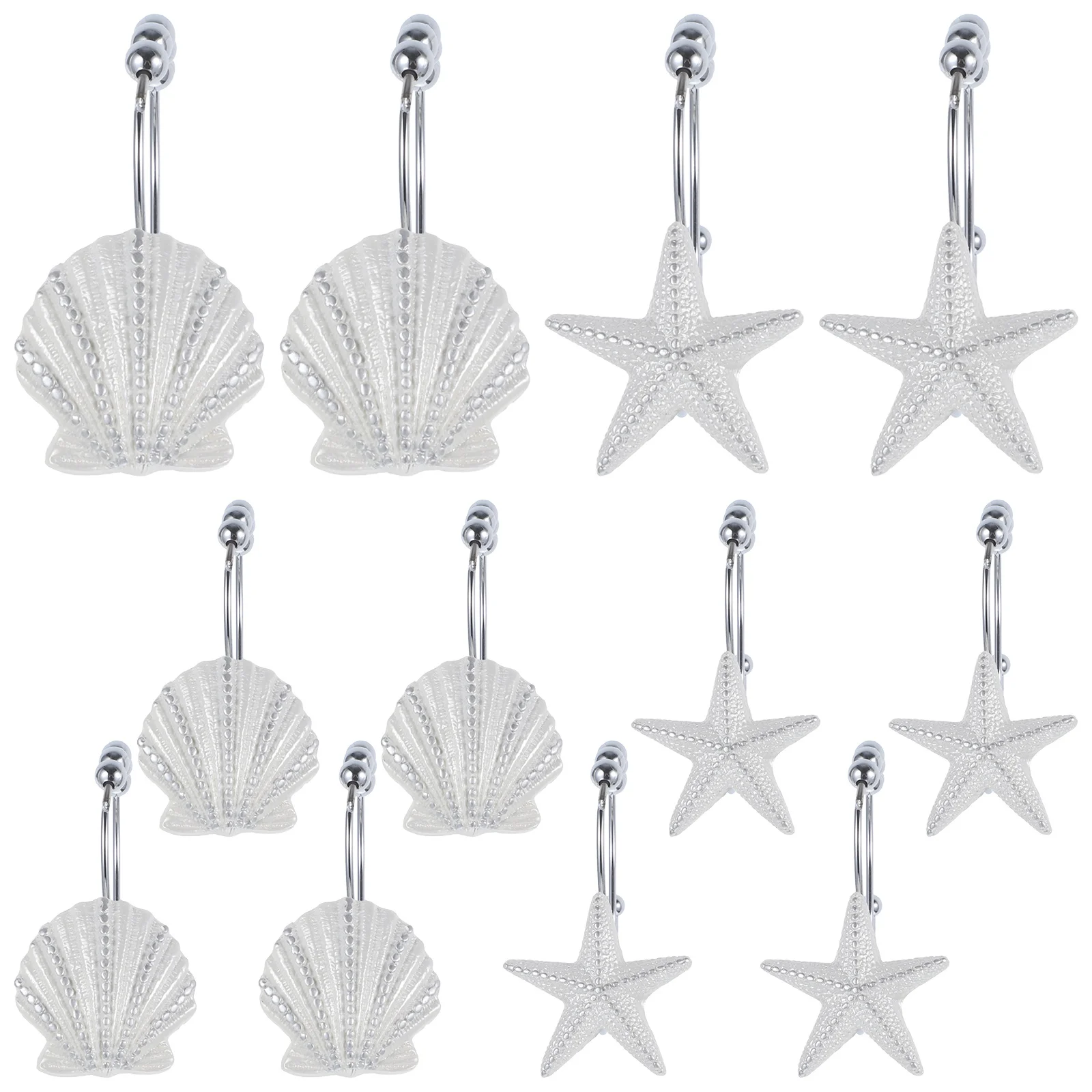 12Pcs Waterproof Bath Curtain Rings Heavy Duty Metal Shower Hook Set with Marine Life Theme for Bathroom Room Decoration
12Pcs Waterproof Bath Curtain Rings Heavy Duty Metal Shower Hook Set with Marine Life Theme for Bathroom Room Decoration