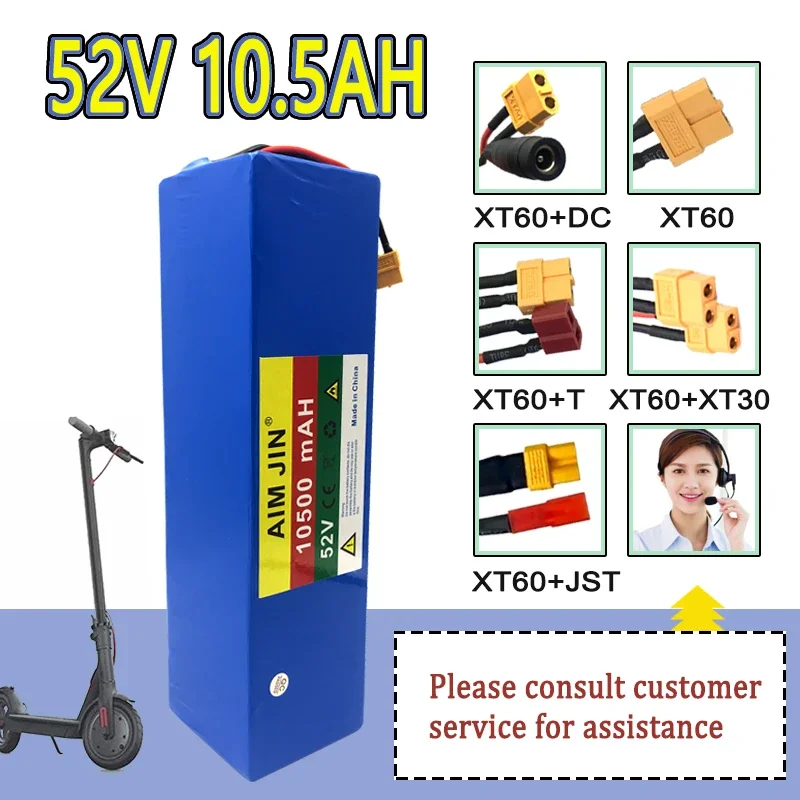 52V 10500mAh 14S3P Li-Ion Rechargeable Battery Pack 10.5Ah Built-in BMS 250W 500W 750W Lithium Batteries
52V 10500mAh 14S3P Li-Ion Rechargeable Battery Pack 10.5Ah Built-in BMS 250W 500W 750W Lithium Batteries