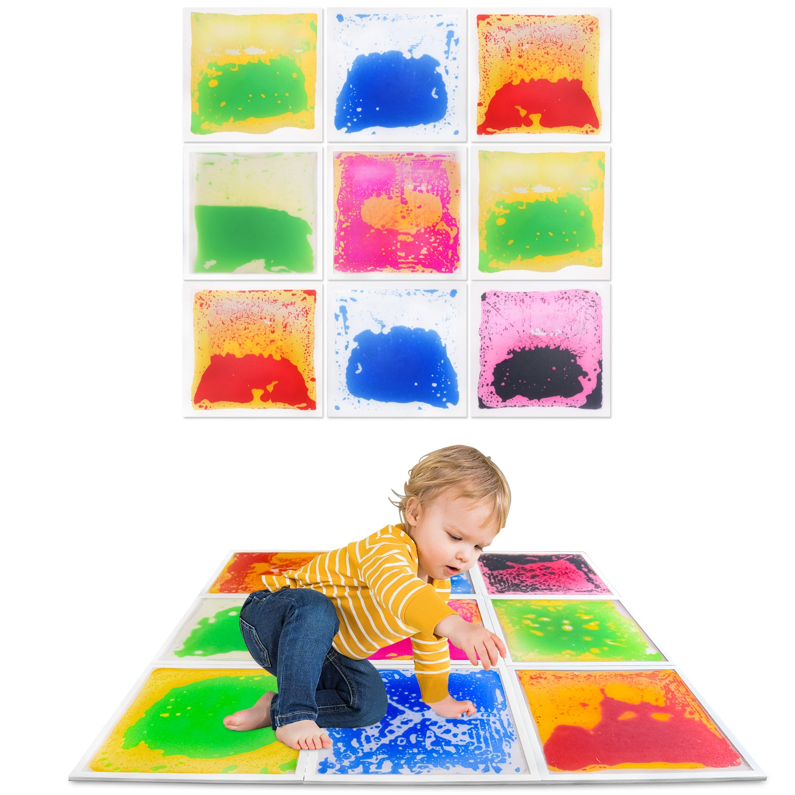 Joyful Textured Sensory Liquid Floor Indoor Play Sensory Tile Mats Toddlers Liquid fusion Sensory Tile 9PCS
Joyful Textured Sensory Liquid Floor Indoor Play Sensory Tile Mats Toddlers Liquid fusion Sensory Tile 9PCS