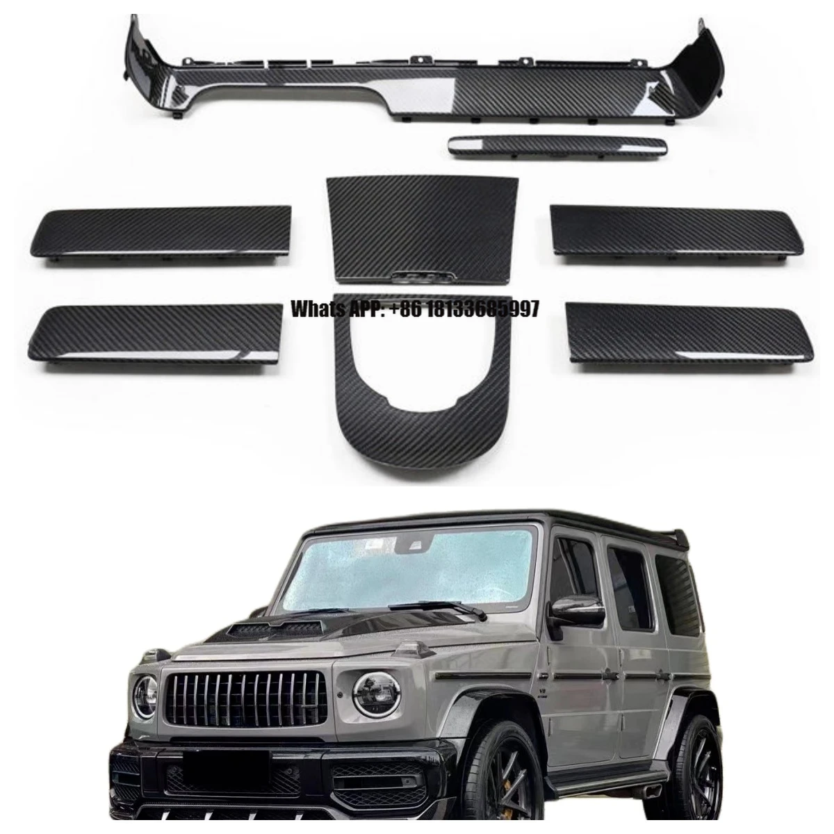 W464 Dry Carbon Fiber Interior Trim for Mercedes-Benz G Class AMG G63 Carbon Storage Box Trim Door Panel Replacement 8 PCS
W464 Dry Carbon Fiber Interior Trim for Mercedes-Benz G Class AMG G63 Carbon Storage Box Trim Door Panel Replacement 8 PCS