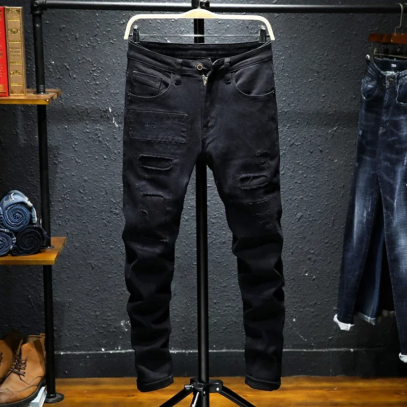 Men's Slim Fit Elastic Hip-hop Denim Pants with Patchwork Holes, Fashionable and Versatile Jeans
Men's Slim Fit Elastic Hip-hop Denim Pants with Patchwork Holes, Fashionable and Versatile Jeans