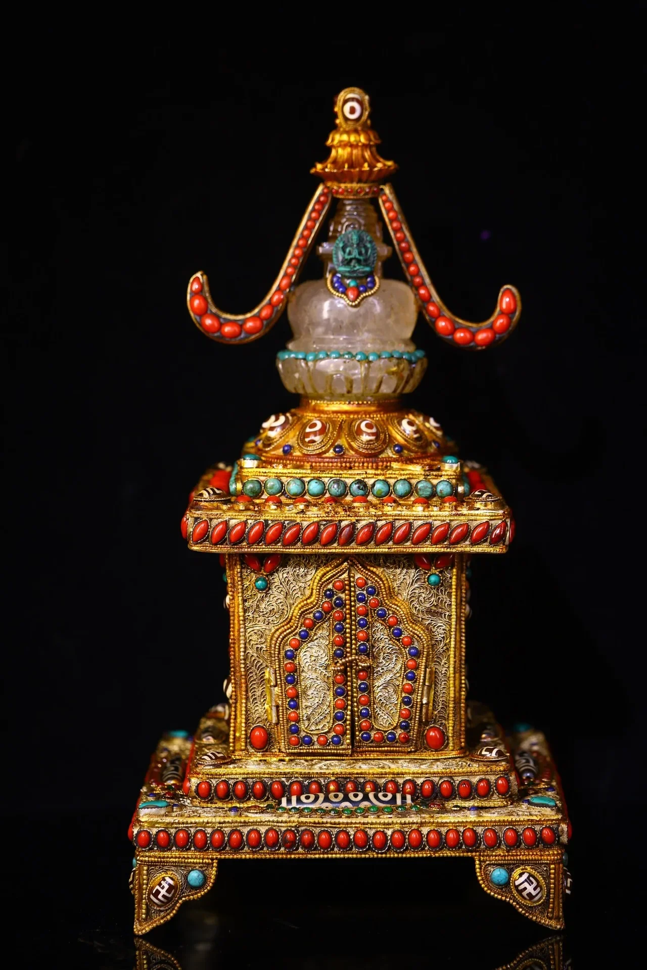 15"Tibetan Temple Collection Old Natural Crystal Mosaic Gem gZi Beads Green Tara Buddhist Niche Buddha Pagoda Worship Hall
15"Tibetan Temple Collection Old Natural Crystal Mosaic Gem gZi Beads Green Tara Buddhist Niche Buddha Pagoda Worship Hall