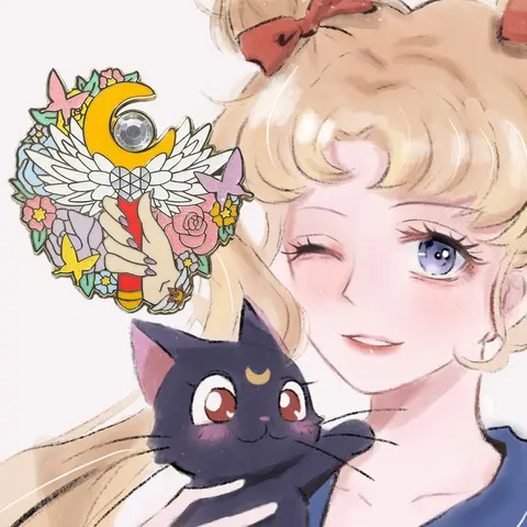 Sailor Moon Stick Glitter Smalto Spilla Personaggio dei cartoni animati animati Distintivo Spilla Cappello Abbigliamento Zaino Decorazione Gioielli