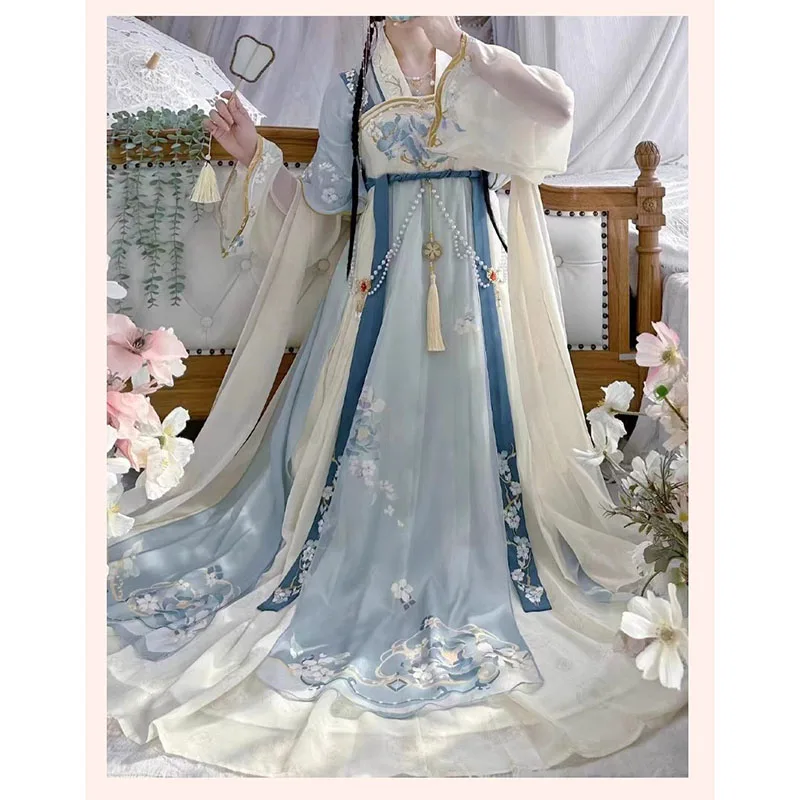 2023 Chinese Tang Hangfu Super Fairy Chest-length Hand-printed Embroidery Dresses Spring And Summer Improved New Retro Suit
2023 Chinese Tang Hangfu Super Fairy Chest-length Hand-printed Embroidery Dresses Spring And Summer Improved New Retro Suit