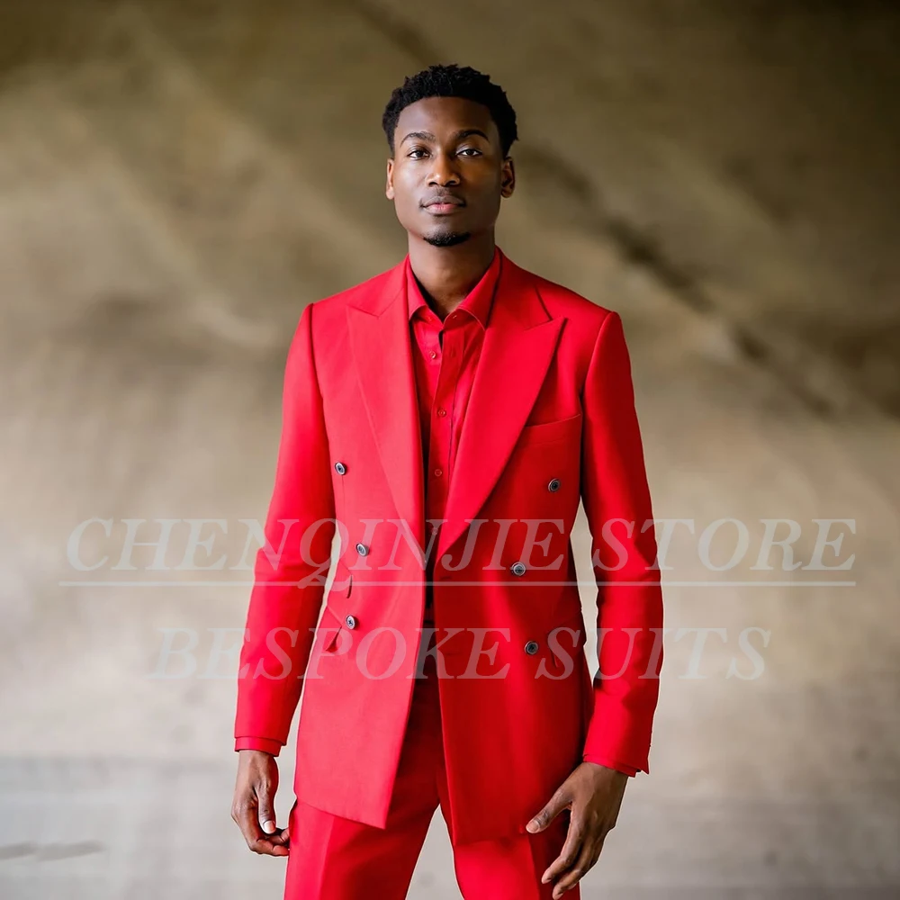Сплошной цвет, красный мужской костюм, формальный, стандартной длины, двубортный, с пиковыми лацканами, приталенный, комплект из 2-х предметов, куртка, брюки, комплекты высокого качества 
Сплошной цвет, красный мужской костюм, формальный, стандартной длины, двубортный, с пиковыми лацканами, приталенный, комплект из 2-х предметов, куртка, брюки, комплекты высокого качества