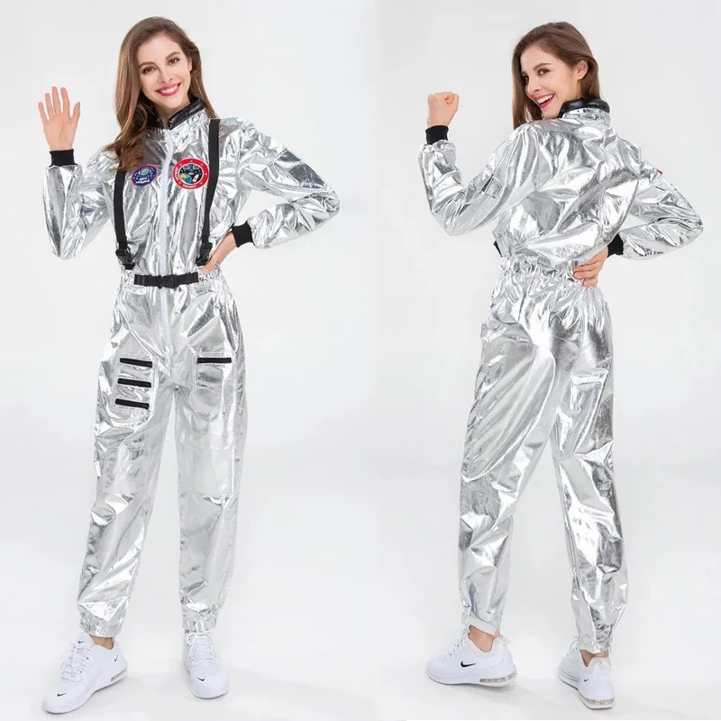 Women’s Shimmering Silver Astronaut Costume Elegant Metallic Sci-Fi Roleplay Jumpsuit Cosplay Halloween Themed Parties New
Women’s Shimmering Silver Astronaut Costume Elegant Metallic Sci-Fi Roleplay Jumpsuit Cosplay Halloween Themed Parties New