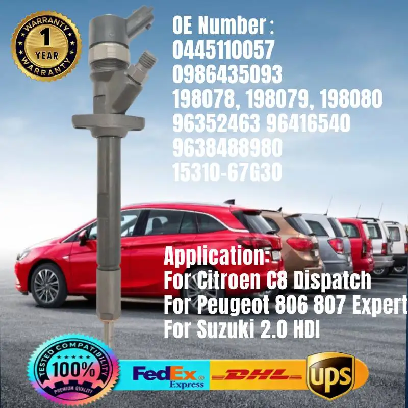 0445110057 198080 96416540 15310-67G30 9638488980 Common Rail Injector for Citroen C8 Dispatch Peugeot 806 807 Expert 2.0 HDI
0445110057 198080 96416540 15310-67G30 9638488980 Common Rail Injector for Citroen C8 Dispatch Peugeot 806 807 Expert 2.0 HDI