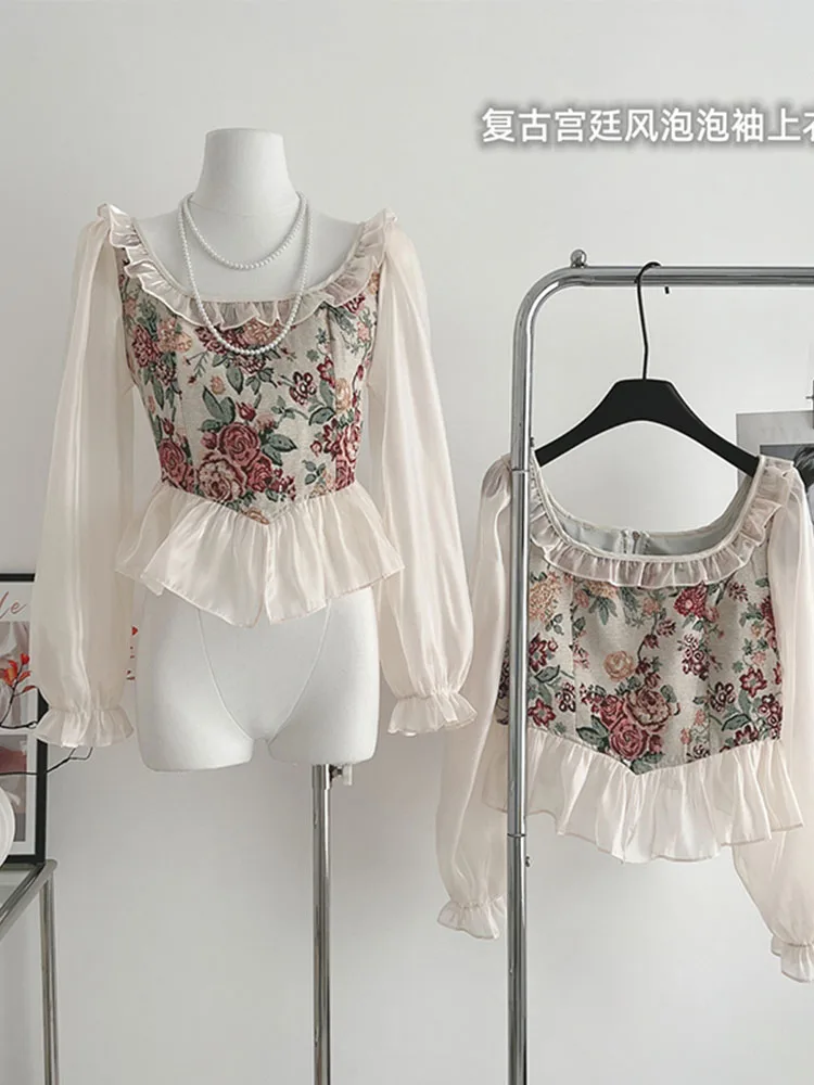 Kawaii Bohemian Floral Blouses Women Sweet Crop Top Square Collar Korean Gyaru See Through Sleeves Exquisite Shirts Streetwear
Kawaii Bohemian Floral Blouses Women Sweet Crop Top Square Collar Korean Gyaru See Through Sleeves Exquisite Shirts Streetwear