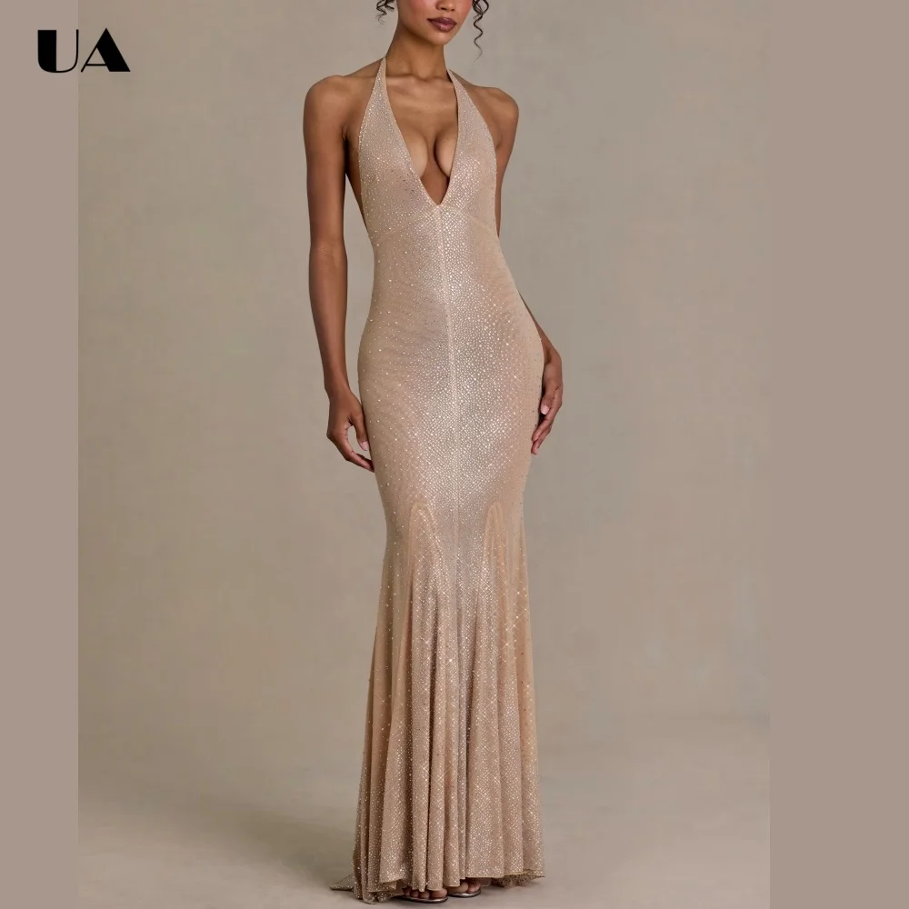 ULBYANRY Glamarous Backless Mermaid Evening Dress, Sparkly Halterneck Embellished Prom Dress, Customized Sleeveless Party Dress
ULBYANRY Glamarous Backless Mermaid Evening Dress, Sparkly Halterneck Embellished Prom Dress, Customized Sleeveless Party Dress