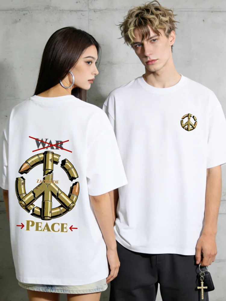 ZAZOMDE Bullet Shell And Peace Symbol Vintage Style Graphic Print Oversized Mens Pure Cotton Short Sleeve T Shirt Streetwear
ZAZOMDE Bullet Shell And Peace Symbol Vintage Style Graphic Print Oversized Mens Pure Cotton Short Sleeve T Shirt Streetwear
