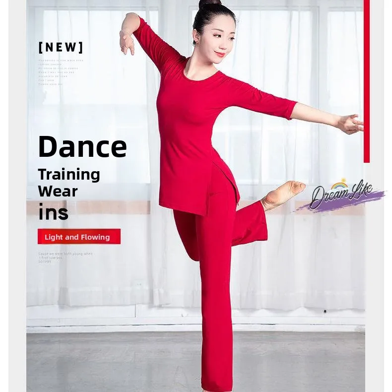 Modern Square Dance Costume Set Women's Double Slit Midi Sleeve Top And Pants Traditional Ethnic Stage Performance Clothing
Modern Square Dance Costume Set Women's Double Slit Midi Sleeve Top And Pants Traditional Ethnic Stage Performance Clothing