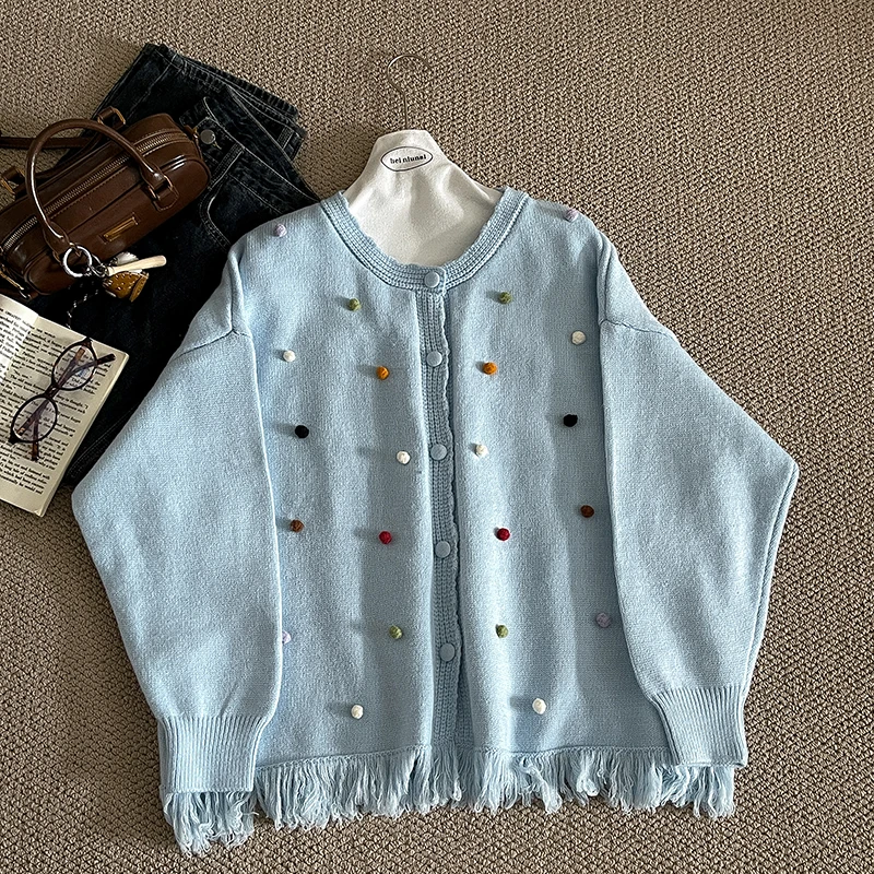 Wedbleser красочный шерстяной кардиган с кисточками, осенний стиль 2022, женский свободный повседневный универсальный вязаный свитер с длинными рукавами, тренд 
Wedbleser красочный шерстяной кардиган с кисточками, осенний стиль 2022, женский свободный повседневный универсальный вязаный свитер с длинными рукавами, тренд