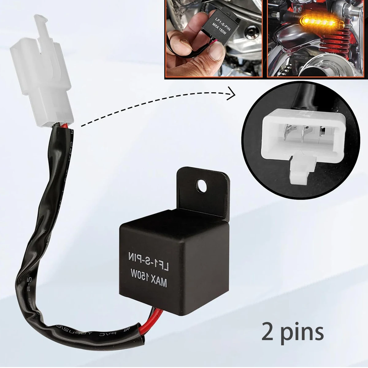 2-Pin Flasher Relay, LF1-S-PIN MAX 150W - Rate Control Flasher Relay for Motorcycle For Honda Kawasaki Suzuki Yamaha
2-Pin Flasher Relay, LF1-S-PIN MAX 150W - Rate Control Flasher Relay for Motorcycle For Honda Kawasaki Suzuki Yamaha